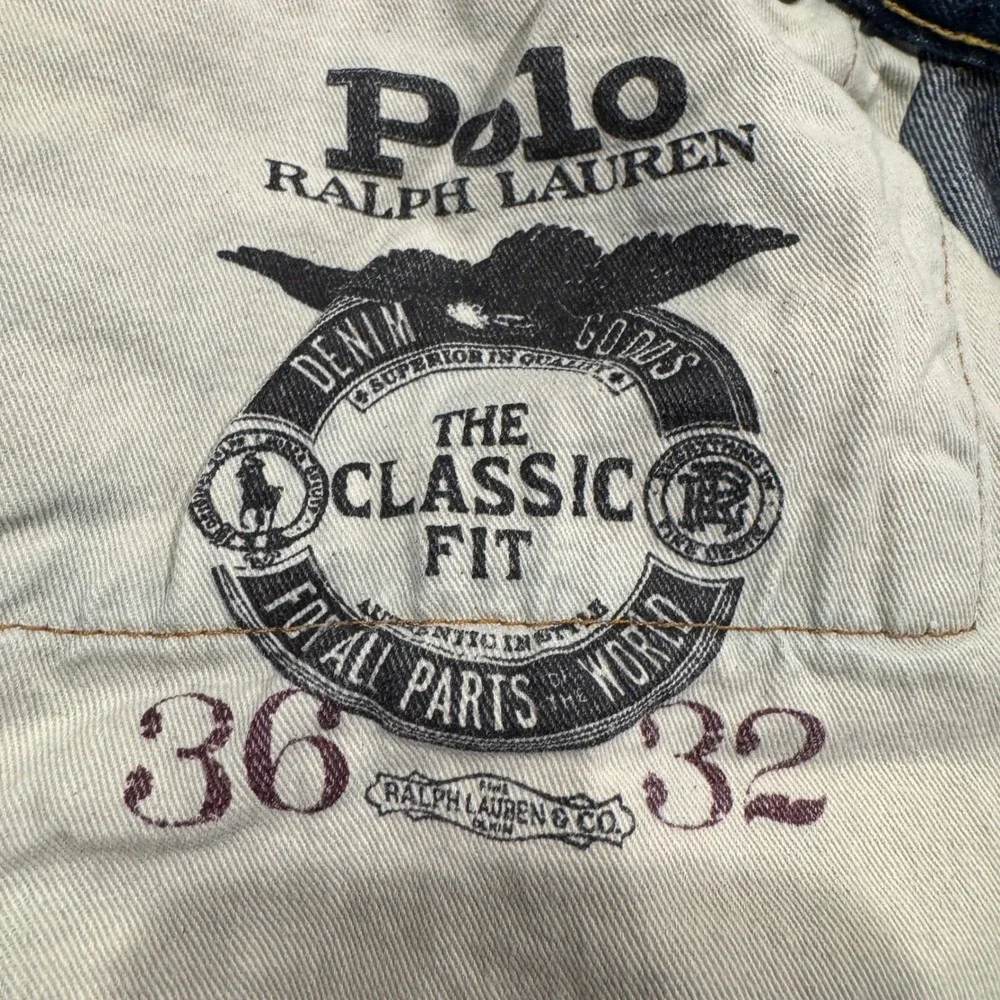 Polo Ralph‎ Lauren Men's Distressed Patchwork Jeans Button Fly Blue Size 36x32